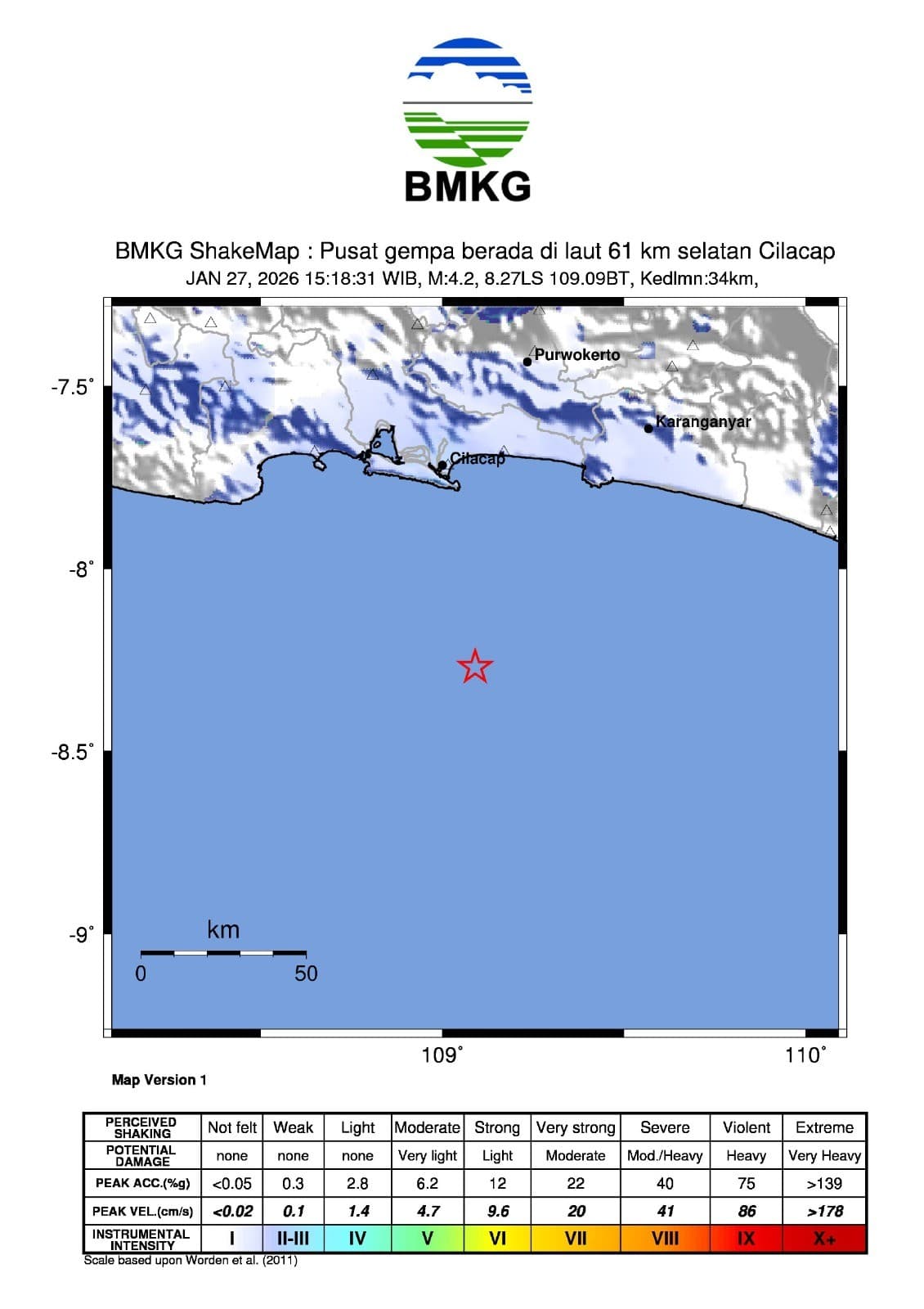 Gempa M4,2 Guncang Cilacap, BMKG: Akibat Aktivitas Sesar Bawah Laut