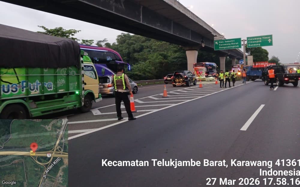 Jasamarga Terapkan Contraflow Dua Lajur di KM 70-47 Ruas Tol Japek Jasamarga Terapkan Contraflow Dua Lajur di KM 70-47 Ruas Tol Japek