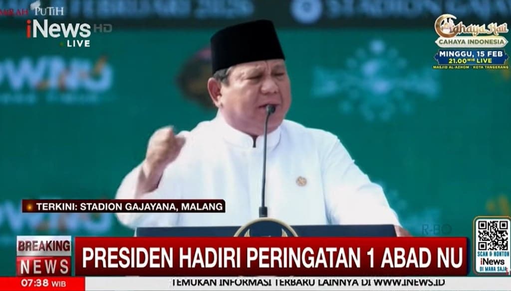 Presiden Prabowo di Harlah 1 Abad NU: Saya Selalu Bahagia di Tengah Keluarga Besar NU