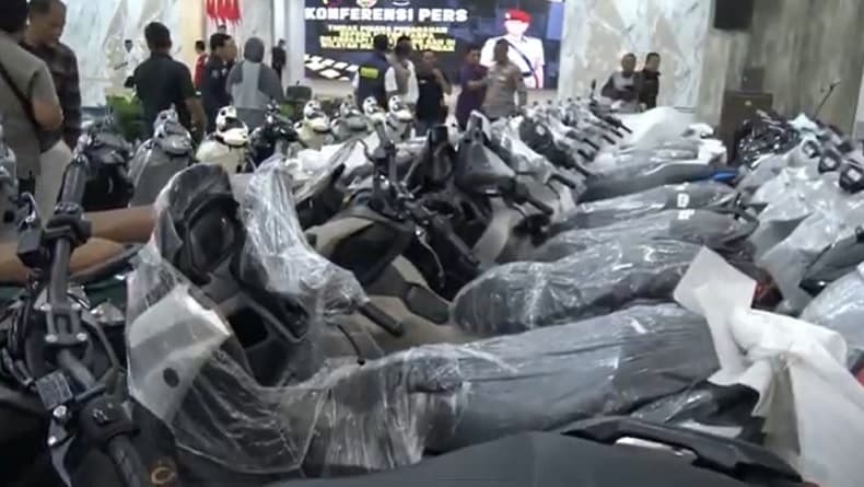 Polda Jateng Bongkar Sindikat Penadah Kendaraan Kreditan, 87 Motor Disita 2 Orang Ditangkap