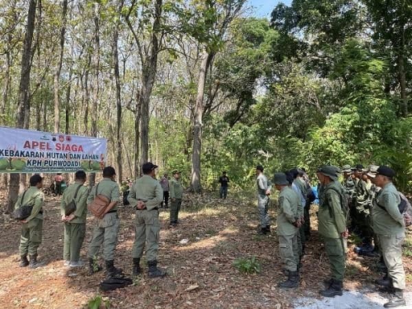 Musim Kemarau, KPH Purwodadi Gelar Apel Siaga Antisipasi Kebakaran Hutan dan Lahan