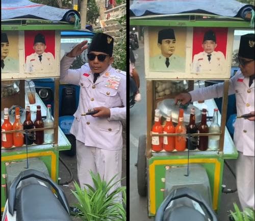 Viral Bakso Rasa Kemerdekaan, Penjual Bakso Berpakaian Ala Presiden Soekarno?