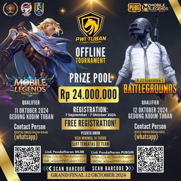 PWI Tuban Gelar Tournament E-Sport 2024 Gratis, Total Hadiah Rp 24 Juta