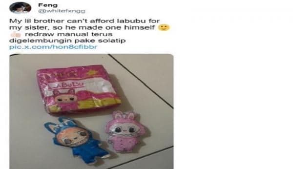 Viral, Adik buat Boneka Labubu Sendiri untuk Kakak karena Tak Punya Uang bikin Haru!