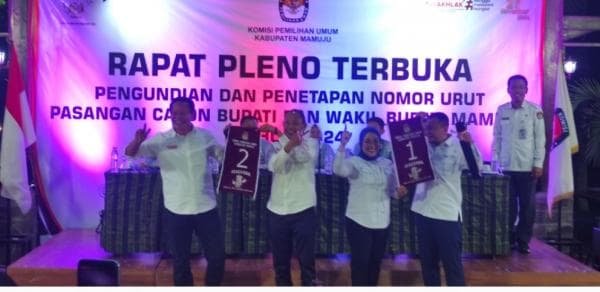 Pengundian Nomor Urut Pilkada Mamuju, Tina-Yuki Nomor 1, Ado-Damris Nomor 2