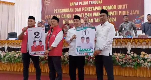 Sah ! Pasangan Calon Bupati Haji Sibral Malasyi-Hasan Basri dapat Nomor Urut 1 di Pilkada Pidie Jaya