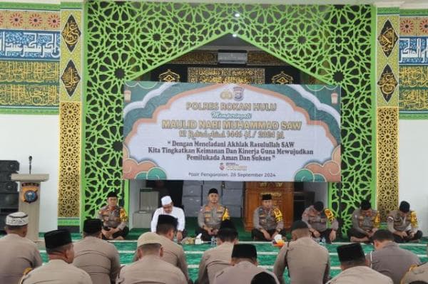 Momen Maulid Nabi, Polres Rohul Gelar Doa Bersama Untuk Wujudkan Pilkada Aman dan Kondusif