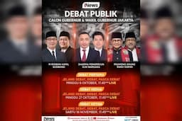 Live di iNews, Debat Cagub dan Cawagub Jakarta Mulai 6 Oktober 2024