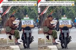 Penjual Susu Kedelai Baca Alquran Sambil Tunggu Pembeli Viral di Medsos, Ternyata One Day One Juz