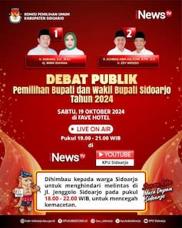 Ini Tema Debat Perdana Kandidat Cabup dan Cawabup Sidoarjo 2024 Live di iNews TV