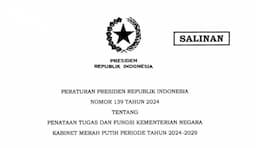 Usai Lantik Kabinet Merah Putih, Presiden Prabowo Langsung Undangkan Perpres Nomor 139 Tahun 2024