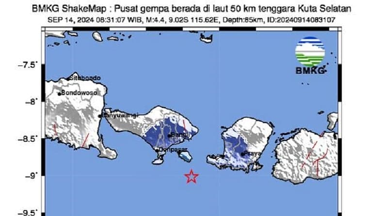 Gempa Hari Ini M4,6 Guncang Kuta Selatan, Terasa di Hampir Seluruh Bali hingga Lombok