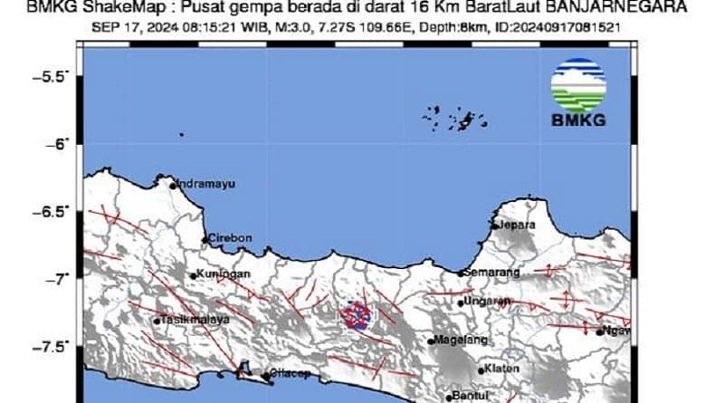 Gempa Hari Ini Magnitudo 3,0 Guncang Banjarnegara, Dirasakan Skala II MMI