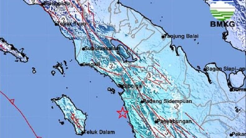 Gempa Hari Ini Magnitudo 5,3 Guncang Padangsidimpuan Sumatra Utara