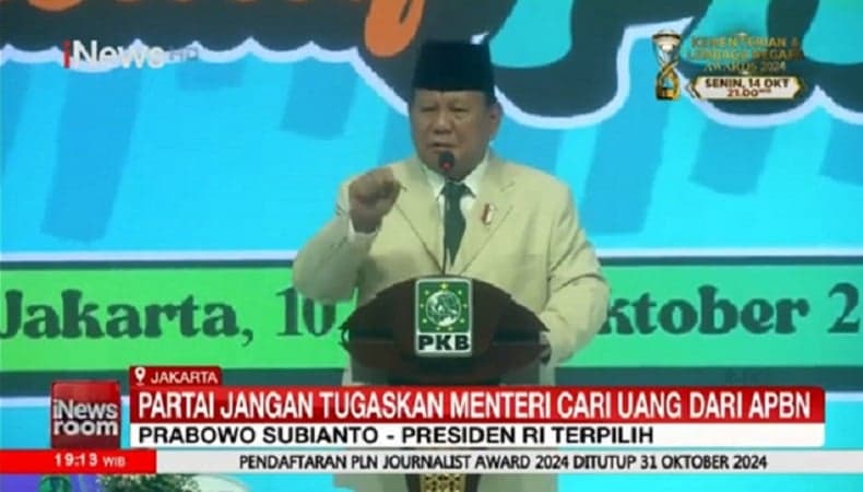 Prabowo Ingatkan Parpol Koalisi Jangan Tugaskan Menteri Cari Uang dari APBN