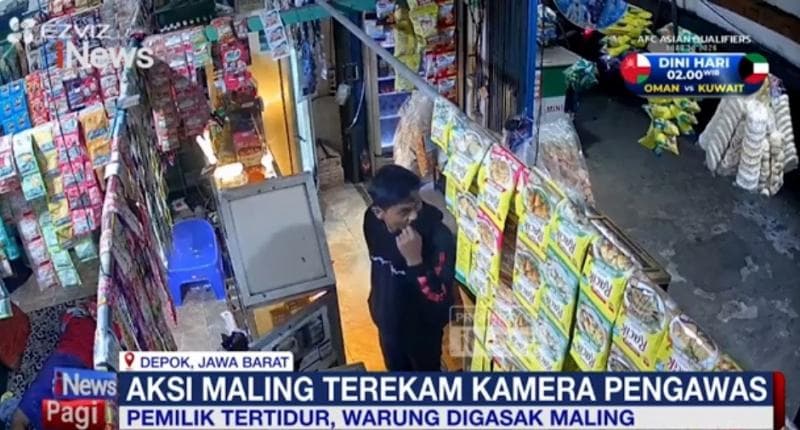 Aksi Maling Warung di Depok Terekam CCTV, Korban Tertidur Lupa Kunci Pintu