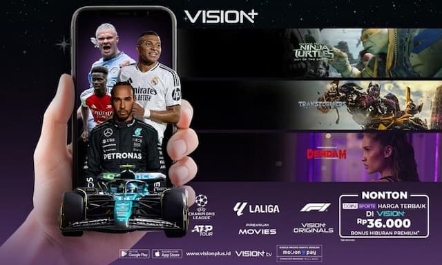 Asyik! Streaming beIN Sports dan Vision+ Premium Movies Cuma Bayar Rp36.000