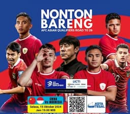 Live RCTI, Ini Lokasi Nobar Indonesia vs China di Tegal, Purwokerto, Solo