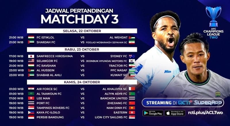 Jadwal dan Link Streaming Liga Champions Asia 2 Pekan Ini: Persib Bandung Vs Lion City Sailors