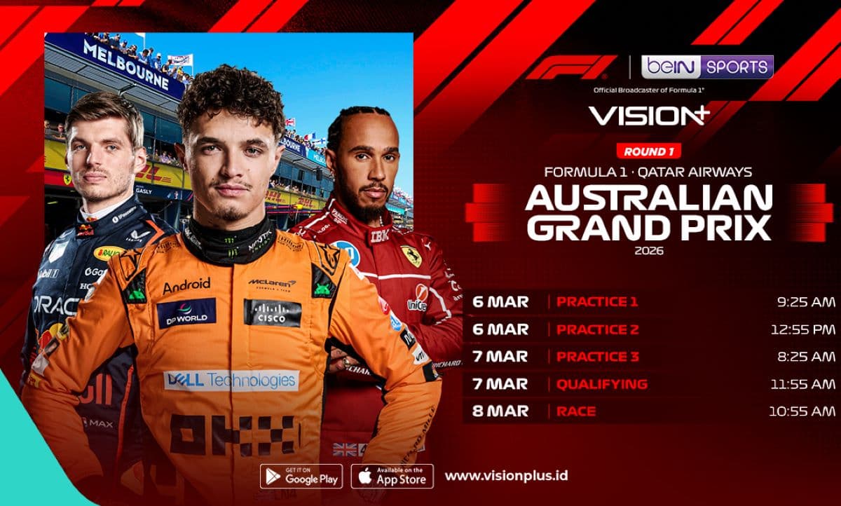 Klik di Sini! Link Live Streaming F1 GP Australia 2026 di Vision+