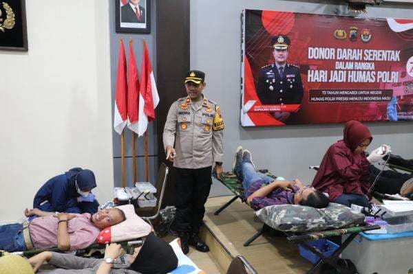 Donor Darah HarI Jadi Humas Polri di Polres Kendal, Sumbangkan 56 Kantong Darah