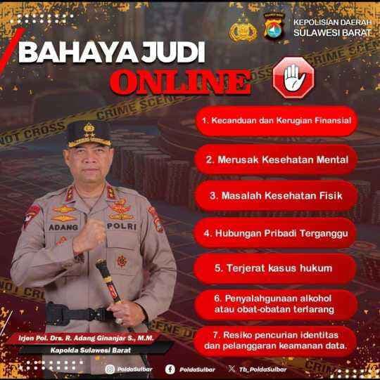 Bahaya Judi Online, Ini 7 Poin Pesan Kapolda Sulbar Irjen Pol Adang Ginanjar