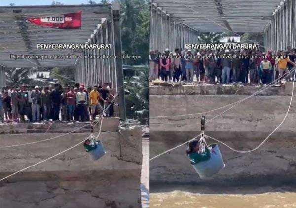 Viral Warga Bireun Aceh Buat Jembatan Darurat Pakai Ember Rp120 Ribu per Orang