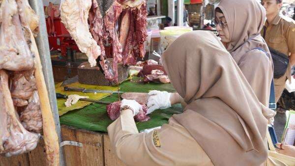 Jelang Nataru Petugas Sidak Ketersediaan dan Kualitas Daging di Pasar Baru Lumajang, Ini Hasilnya