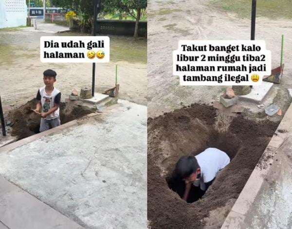 Viral Baru Satu Jam Uninstall Roblox, Anak Ini Gali Gali Tanah Pakai Pacul Mini
