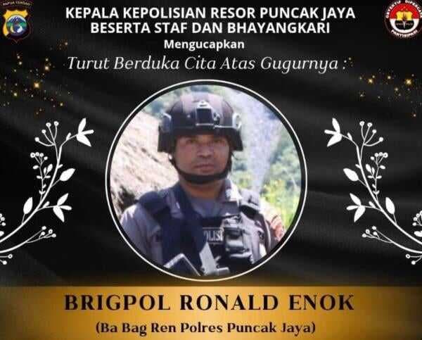 Diserang KKB Brigpol Ronald  Ditembak Mati di Puncak Jaya