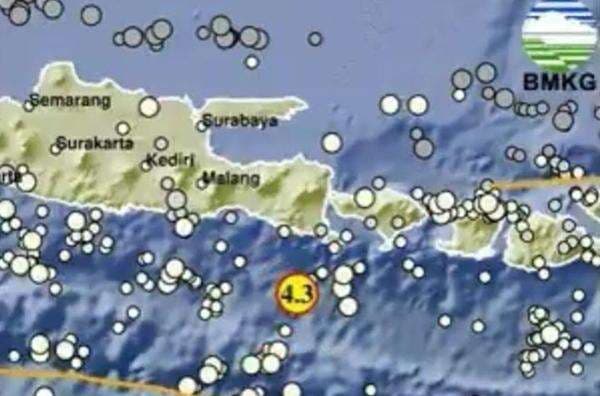 Gempa M4,3 Guncang Jembrana Bali Malam Ini