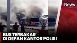 Detik-Detik Bus Terbakar di Depan Kantor Polisi Purworejo 