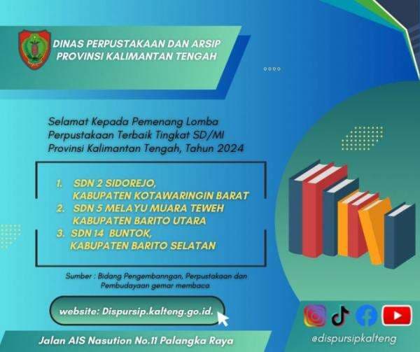 Tiga Perpustakaan di Kobar Raih Juara Lomba Perpustakaan Tingkat Kalteng