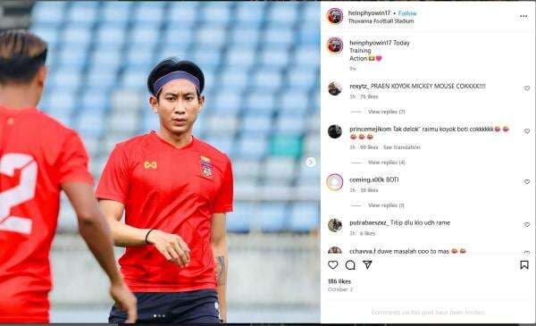 Pemain Myanmar Hein Phyo Win Diserang Netizen Indonesia usai Tendang Bola ke Kepala Marselino