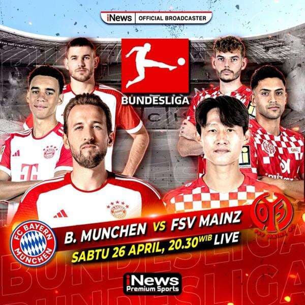Jadwal Siaran Langsung Bayern Munich vs Mainz 05 di Bundesliga 2024-2025, Live di iNews!