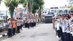 Kapolres Pimpin Apel Pengamanan Rapat Umum Paslon Bupati dan Wakil Bupati Kuansing Nomor Urut 3