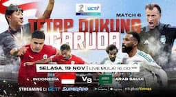 Link Live Streaming Timnas Indonesia vs Arab Saudi di Kualifikasi Piala Dunia 2026