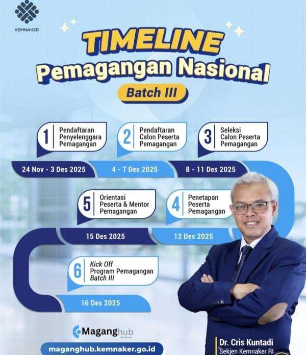 Siap-Siap, Program Magang Nasional Batch 3 Segera Dibuka untuk Lulusan Perguruan Tinggi