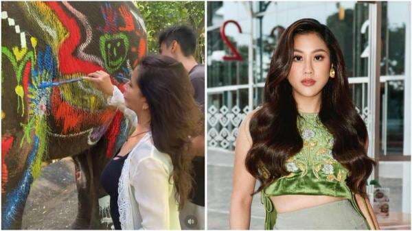 Sherina Munaf Murka Gajah di Mason Elephant Park and Lodge Bali Dicoret-coret Cat!