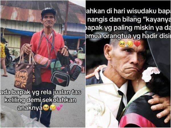 Viral Kisah Perjuangan Ayah Penjual Tas Keliling Berhasil Kuliahkan Putrinya hingga Wisuda