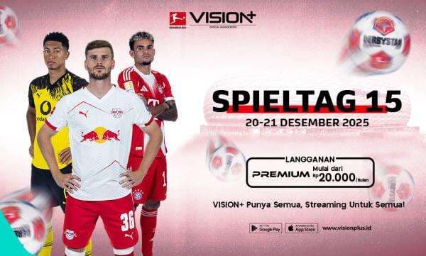 Jadwal dan Link Live Streaming Matchday Ke-15 Bundesliga 2025-2026 di Vision+