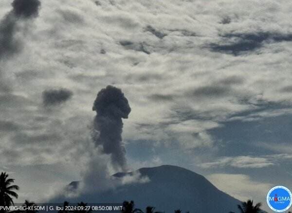 Gunung Ibu 12 Kali Erupsi Beruntun Muntahkan Lava Pijar, Radius 4 Kilometer Berbahaya!