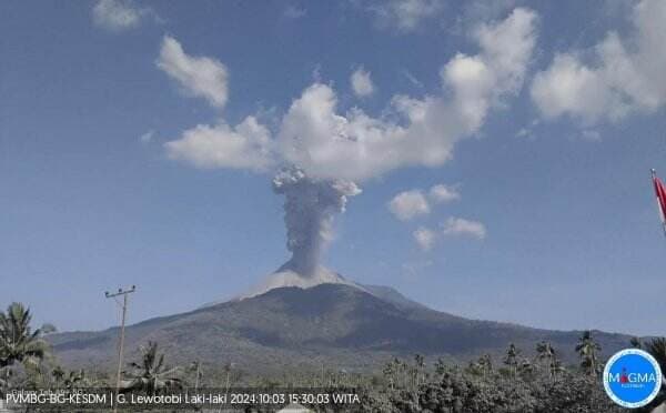 Sore Ini, Gunung Lewotobi Laki-Laki 2 Kali Erupsi Beruntun Luncurkan Abu 1.200 Meter