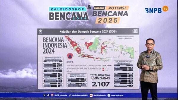 BNPB Catat Ada 2.107 Bencana Sepanjang 2024, Paling Sering Banjir