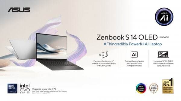 ASUS Zenbook S 14 OLED UX5406, Laptop Tipis untuk Penggemar Barang Mewah