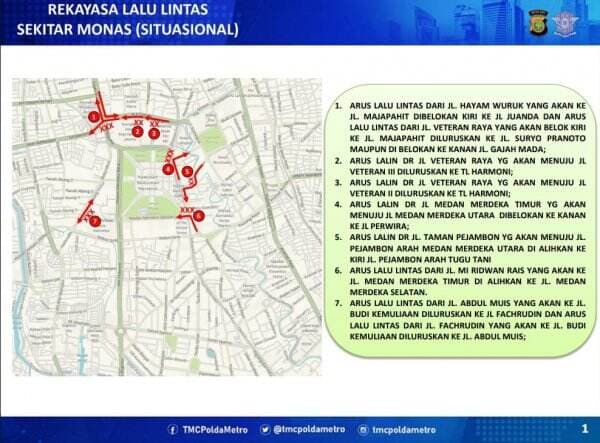 Awas Macet! Begini Rekayasa Lalu Lintas saat HUT Ke-79 TNI di Sekitar Monas