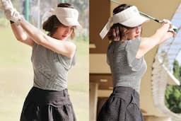 Seksinya Shandy Aulia Main Golf, Tampil <i>Chic</i> dengan Rok Mini