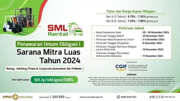 Perusahaan Rental Forklift PT Sarana Mitra Luas Tbk Terbitkan Obligasi Rp300 Miliar