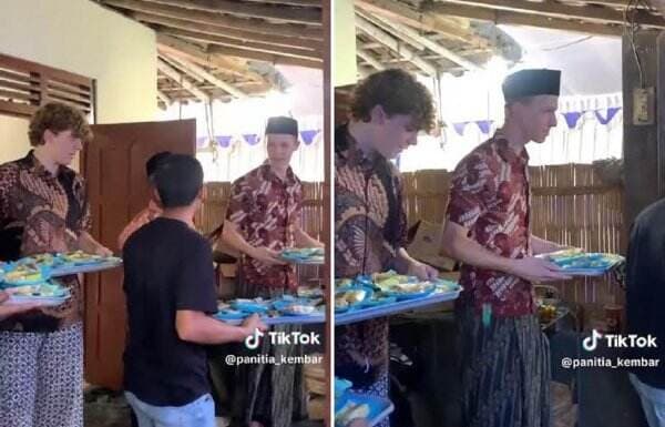 Viral 2 Bule Ikut Acara Hajatan Warga Klaten, Sampai Bantuin Bawa Nampan!