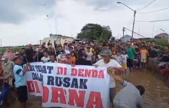 Demo Jalan Rusak, Warga Pagerbarang Tegal Tebar Lele hingga Tanam Pisang